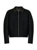 Givenchy blouson in wool with leather collar and checked reverse