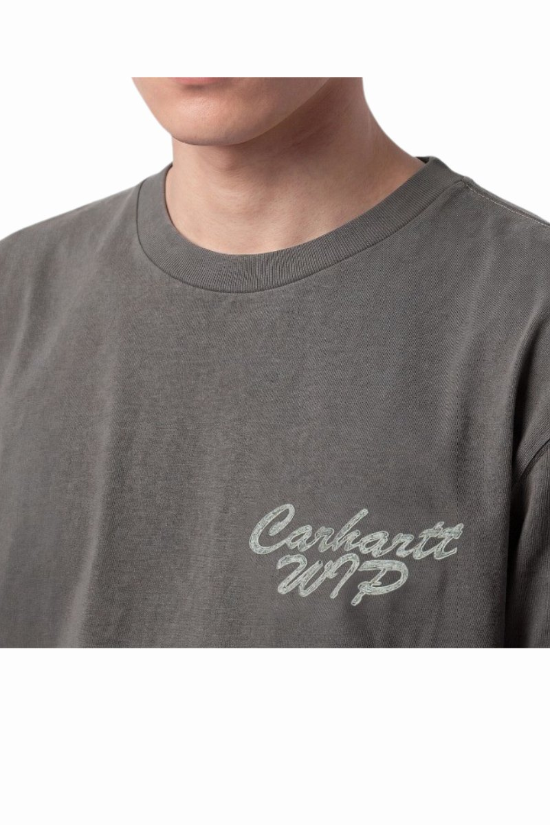 CARHARTT WIP HATCHING SCRIPT T-SHIRT Black Garment Dyed